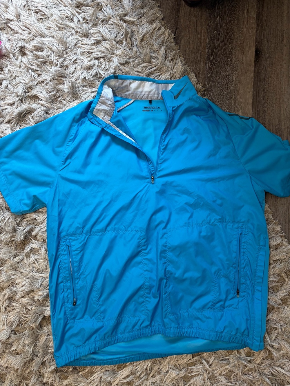 Nike Men's Short-Sleeve Quarter-Zip Polo in Bright Blue